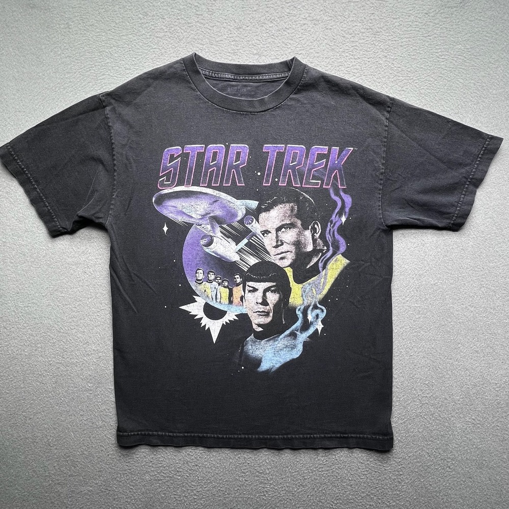 Star Trek Men T-Shirt Cotton Faded Black Medium Vintage Sci-Fi Graphic Tee